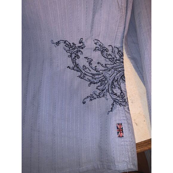 English laundry button down men’s size xl blue pleated embroidery vintage 70 - Picture 6 of 10